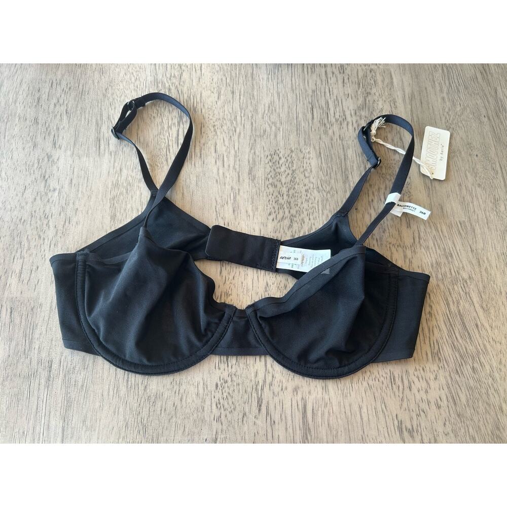 Aerie Smoothez Balconette Black Mesh Bra - 36B